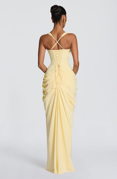 Jessica | Women's Draped High-Slit Flowy Corset Wedding Guest Dress