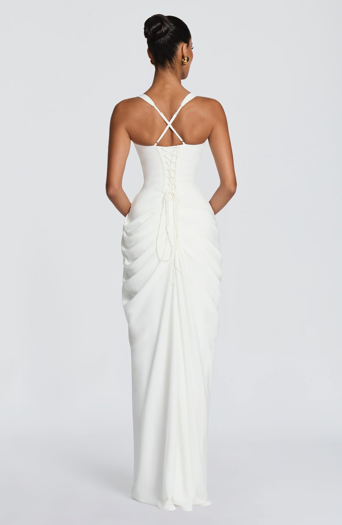 Jessica | Women's Draped High-Slit Flowy Corset Wedding Guest Dress