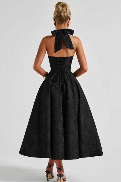 Kate | Women's Elegant A-line Wedding Guest Dress Halterneck