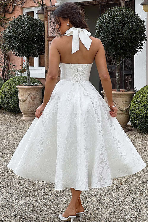 Kate | Women's Elegant A-line Wedding Guest Dress Halterneck