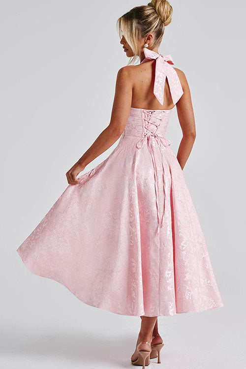 Kate | Women's Elegant A-line Wedding Guest Dress Halterneck