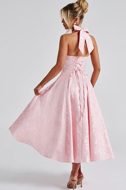 Kate | Women's Elegant A-line Wedding Guest Dress Halterneck