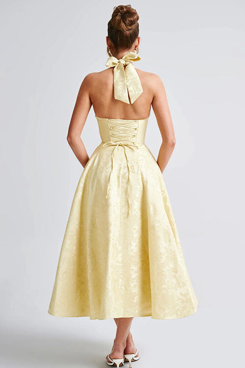 Kate | Women's Elegant A-line Wedding Guest Dress Halterneck