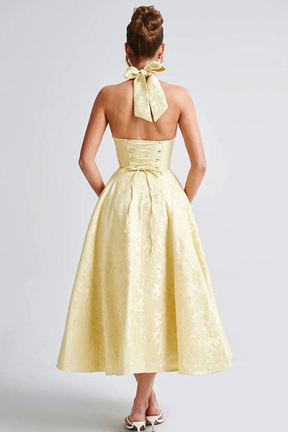 Kate | Women's Elegant A-line Wedding Guest Dress Halterneck