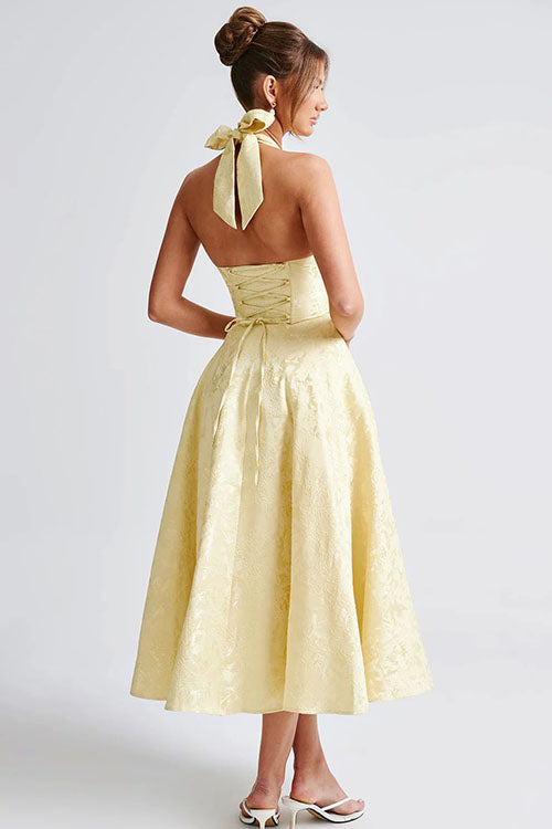 Kate | Women's Elegant A-line Wedding Guest Dress Halterneck