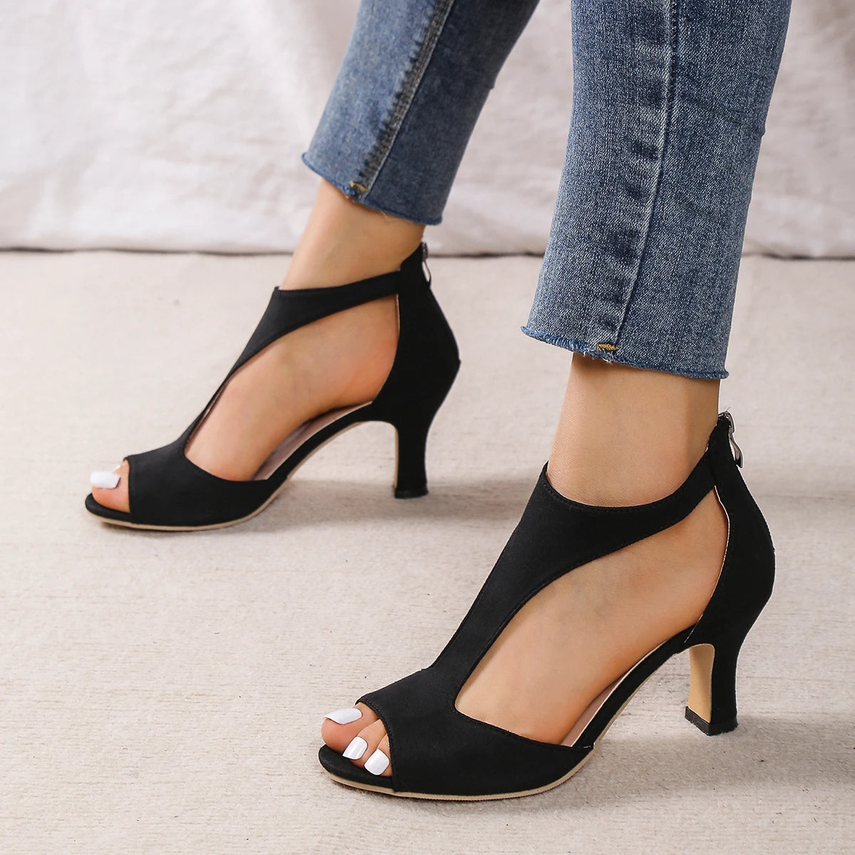 Katie | Women's Orthopedic Summer Sandal Heels T-Strap Peep Toe