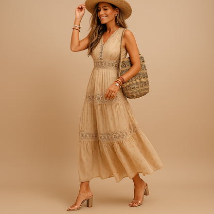 Lindsay | Women's Boho V-neck Maxi Dress