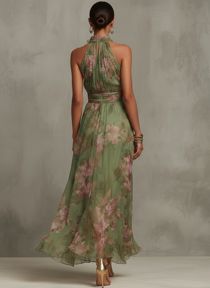 Margaret | Women's Flowing Maxi Summer Halter Floral Dress