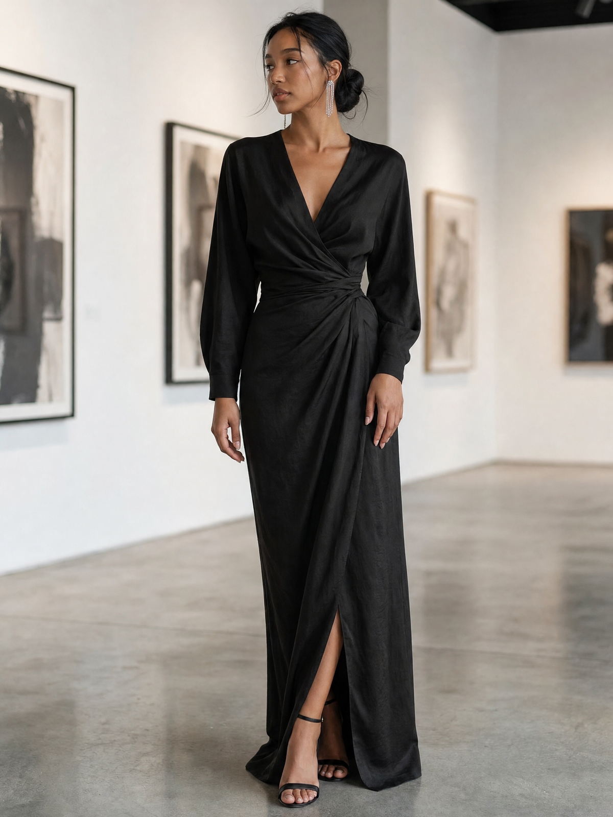 Matilda | Women's V-Neck Wedding Guest Linen Maxi Dress