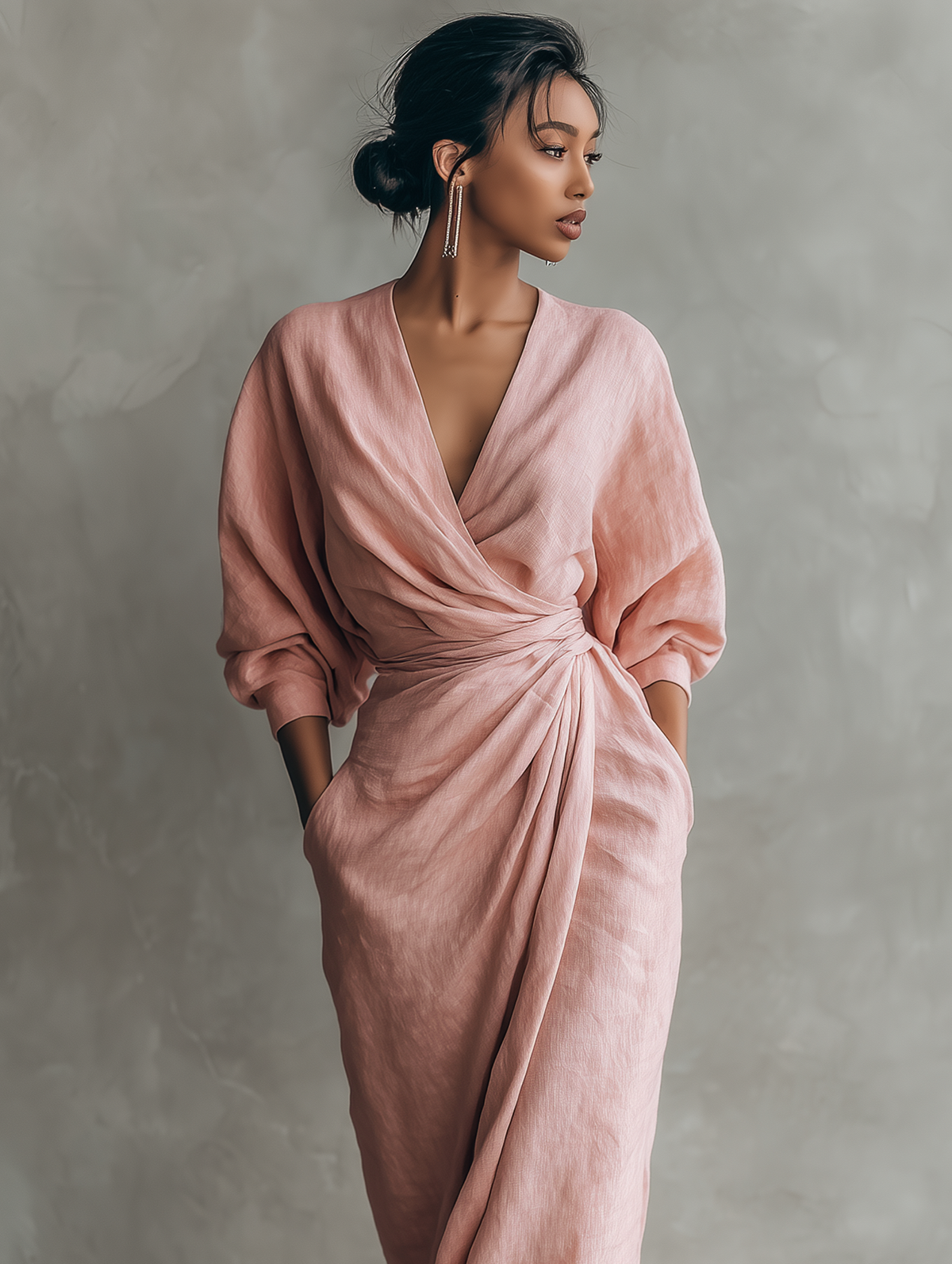 Matilda | Women's V-Neck Wedding Guest Linen Maxi Dress
