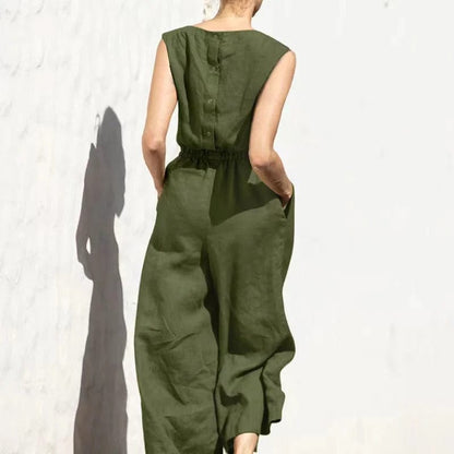 Millie | Women's Linen Sleeveless Jumpsuit Relaxed Fit