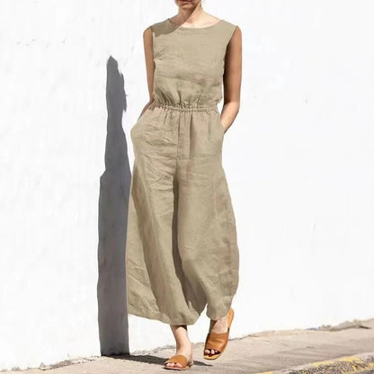 Millie | Women's Linen Sleeveless Jumpsuit Relaxed Fit