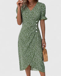 Olivia | Women's Floral Wrapped Short Sleeves Summer Dress
