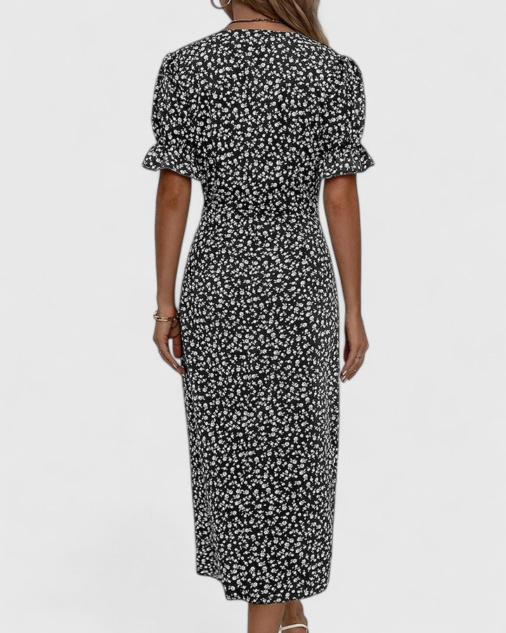 Olivia | Women's Floral Wrapped Summer Dress with Short Sleeves