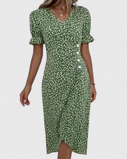 Olivia | Women's Floral Wrapped Summer Dress with Short Sleeves