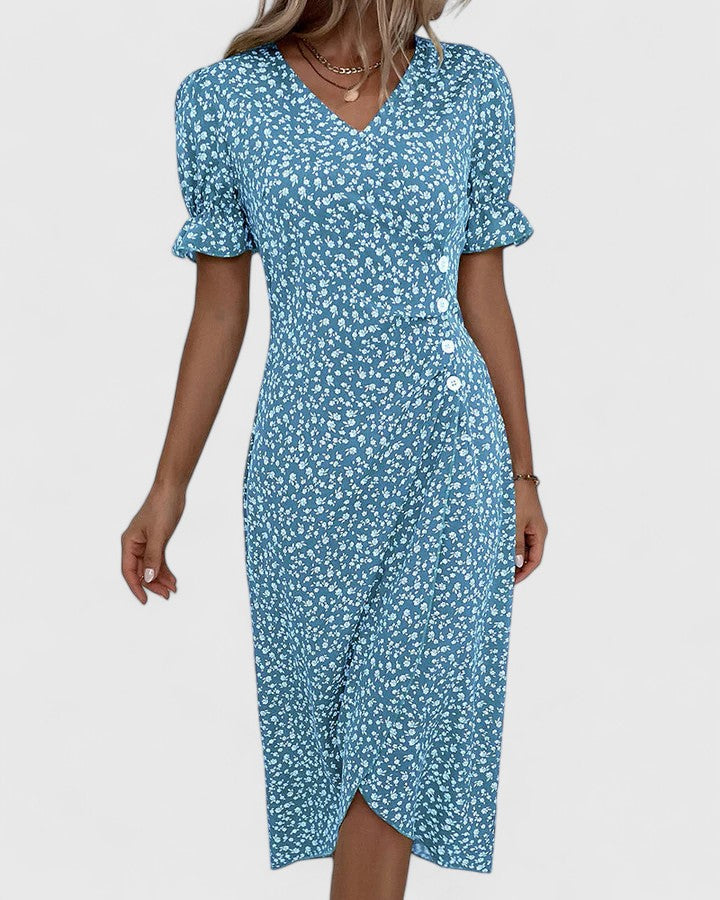 Olivia | Women's Floral Wrapped Summer Dress with Short Sleeves