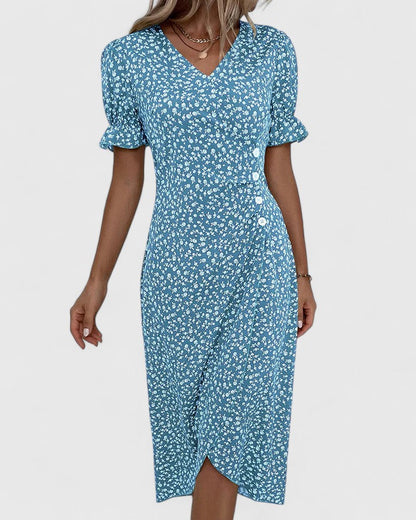 Olivia | Women's Floral Wrapped Summer Dress with Short Sleeves