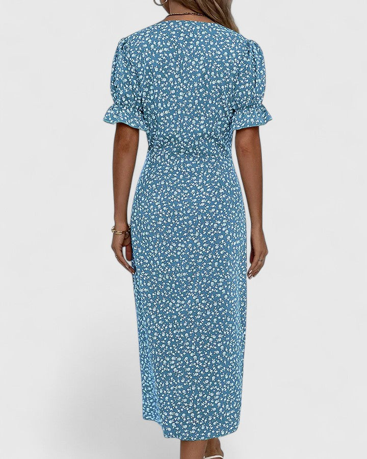 Olivia | Women's Floral Wrapped Summer Dress with Short Sleeves
