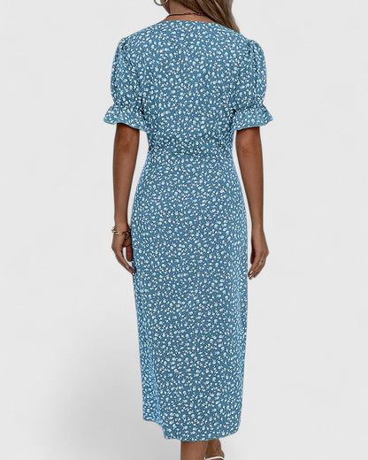 Olivia | Women's Floral Wrapped Summer Dress with Short Sleeves