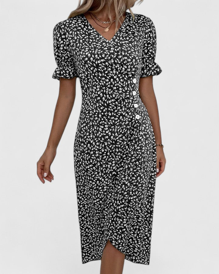 Olivia | Women's Floral Wrapped Summer Dress with Short Sleeves