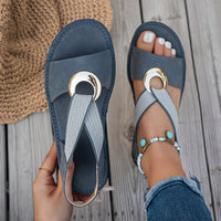 Portia | Women's Summer Golden Buckle Flat Sandals