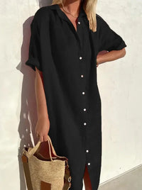Rachel | Women's Elegant Buttons Up Linen Shirt Dress
