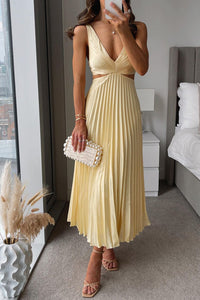 Seraphina | Women's Ruched Cut-Out Pleated Maxi Dress