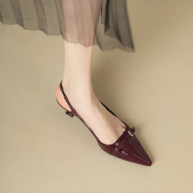 Skye | Women's Orthpedic Summer Kitten Heels Pointed Burgundy
