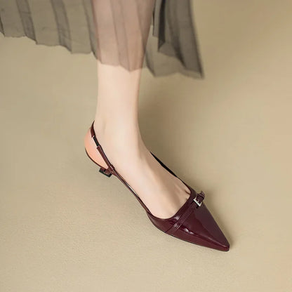 Skye | Women's Orthpedic Summer Kitten Heels Pointed Burgundy