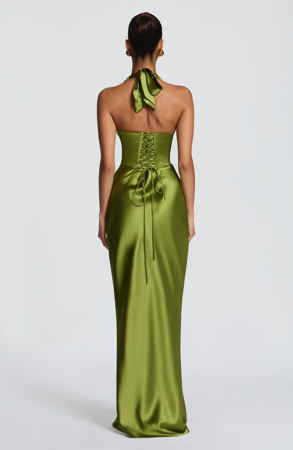 Sophie | Women's Plunging Halter Satin Wedding Guest Dress