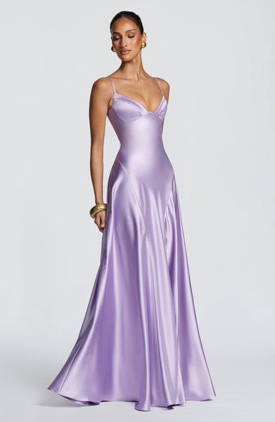 Summer | Women's Floor-Length Lace-Up Satin Cupped Evening Dress