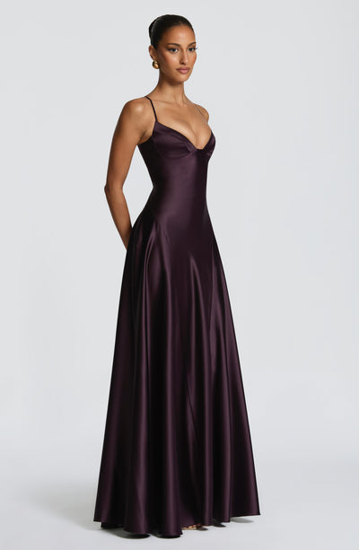 Summer | Women's Floor-Length Lace-Up Satin Cupped Evening Dress