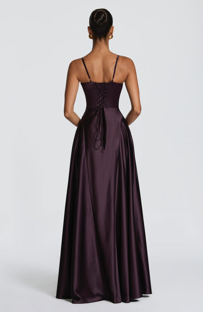Summer | Women's Floor-Length Lace-Up Satin Cupped Evening Dress