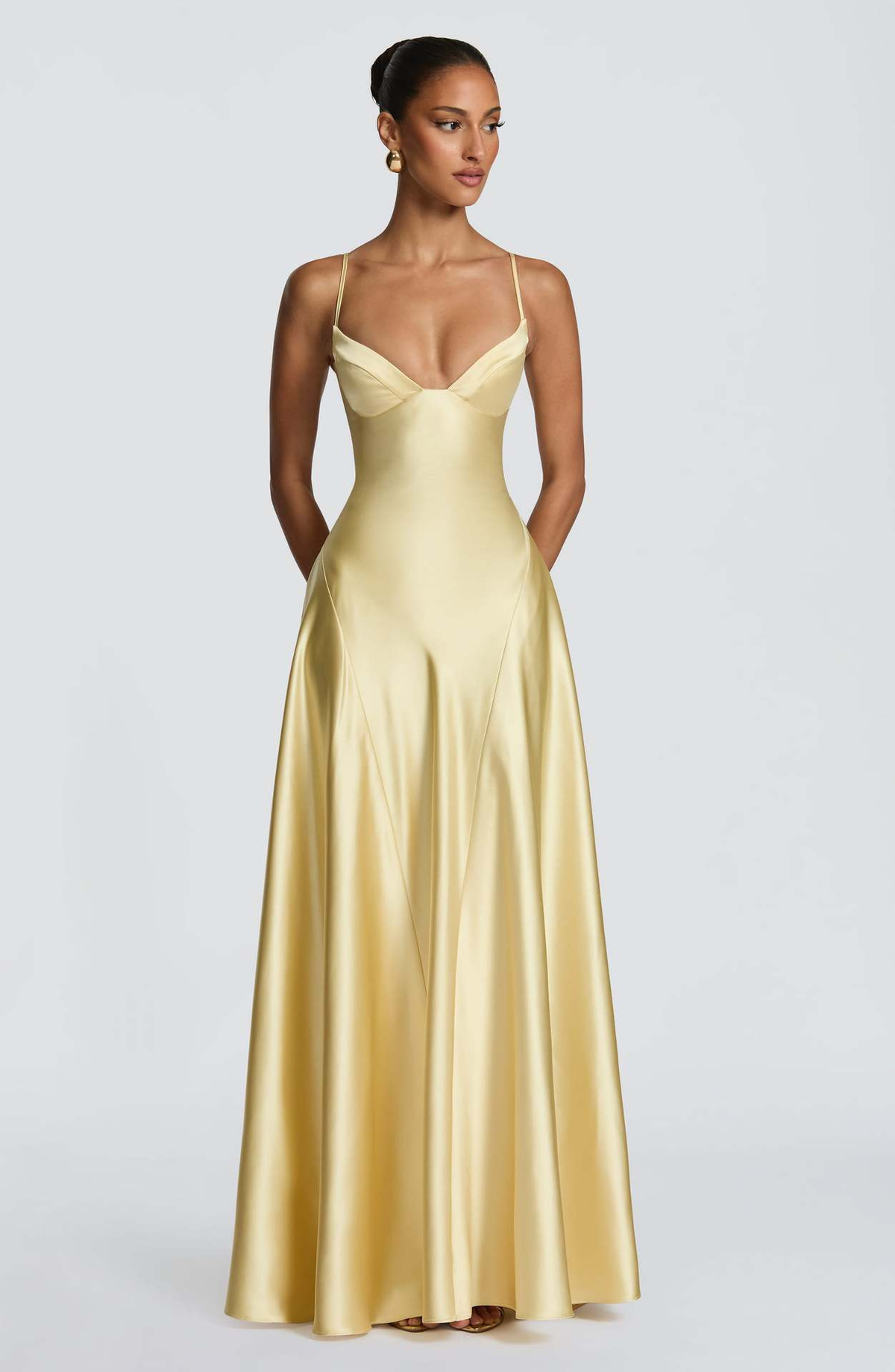 Summer | Women's Floor-Length Lace-Up Satin Cupped Evening Dress