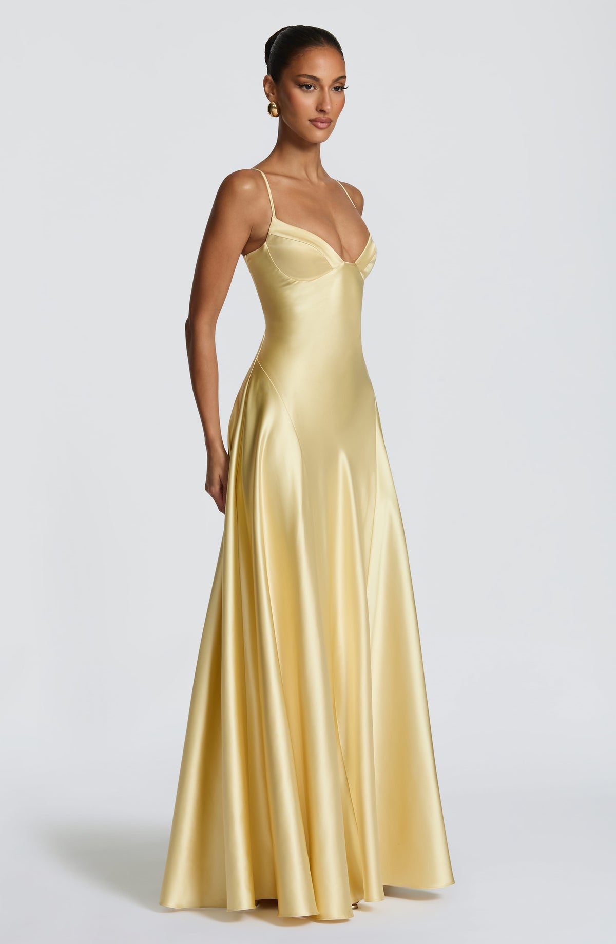 Summer | Women's Floor-Length Lace-Up Satin Cupped Evening Dress