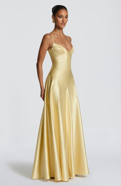 Summer | Women's Floor-Length Lace-Up Satin Cupped Evening Dress