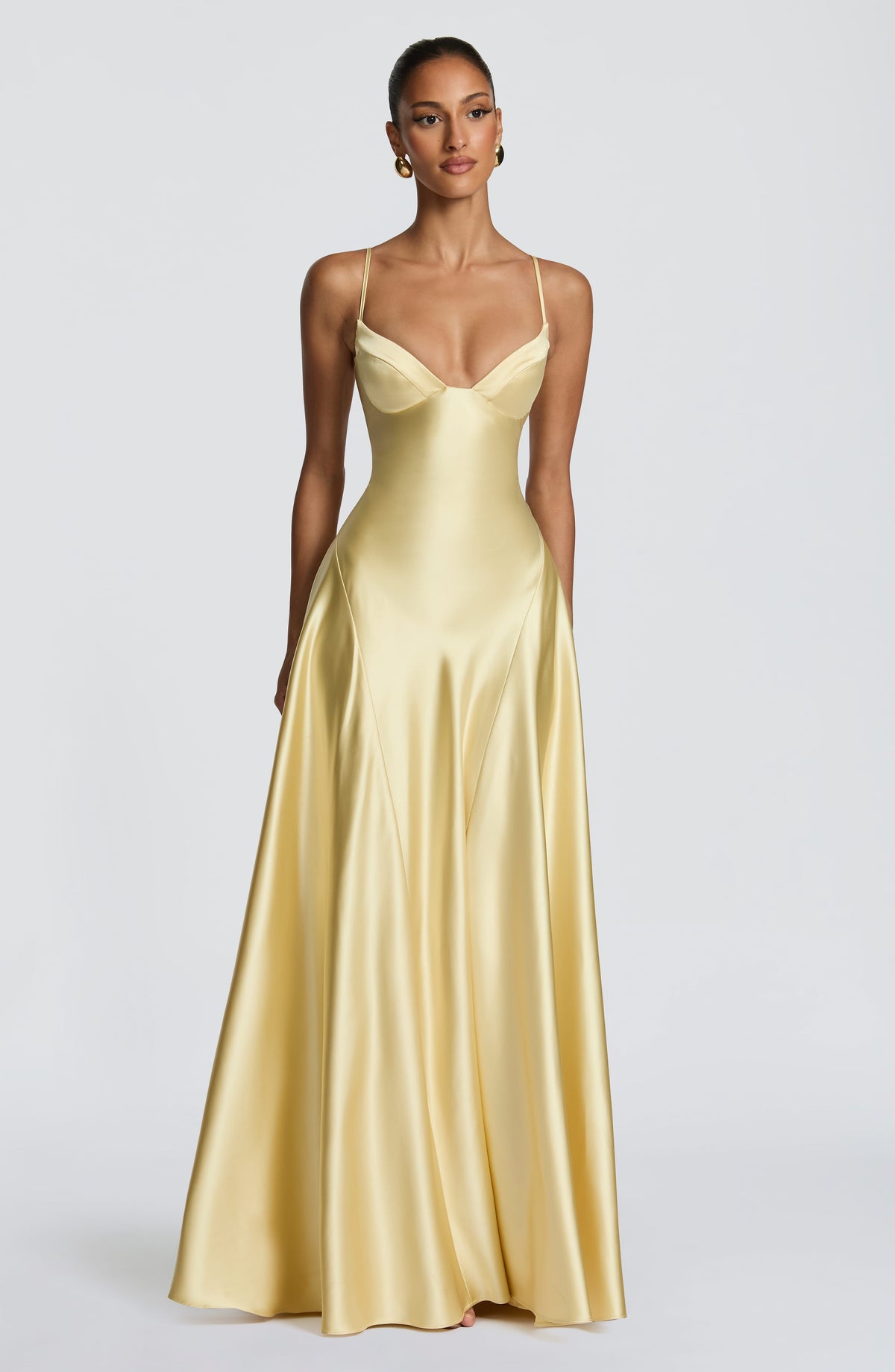 Summer | Women's Floor-Length Lace-Up Satin Cupped Evening Dress