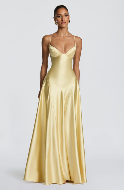 Summer | Women's Floor-Length Lace-Up Satin Cupped Evening Dress