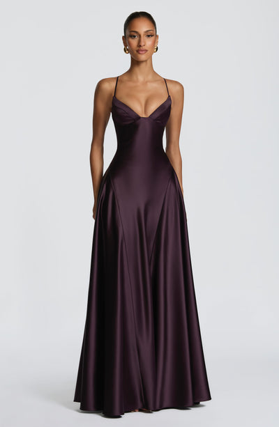Summer | Women's Floor-Length Lace-Up Satin Cupped Evening Dress
