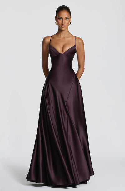 Summer | Women's Floor-Length Lace-Up Satin Cupped Evening Dress