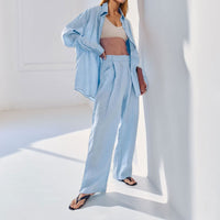 Sara | Women's Relaxed Linen Two Piece Shirt Set