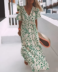 Sophia | Women's Summer V-Neck Printed Maxi Dress
