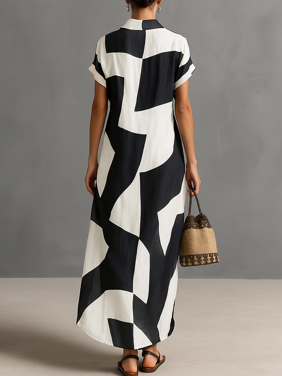 Susan | Women's Printed Maxi Shirt Dress Wedding Guest Dress