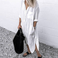 Sara | Women's Summer Linen Maxi Shirt Dress